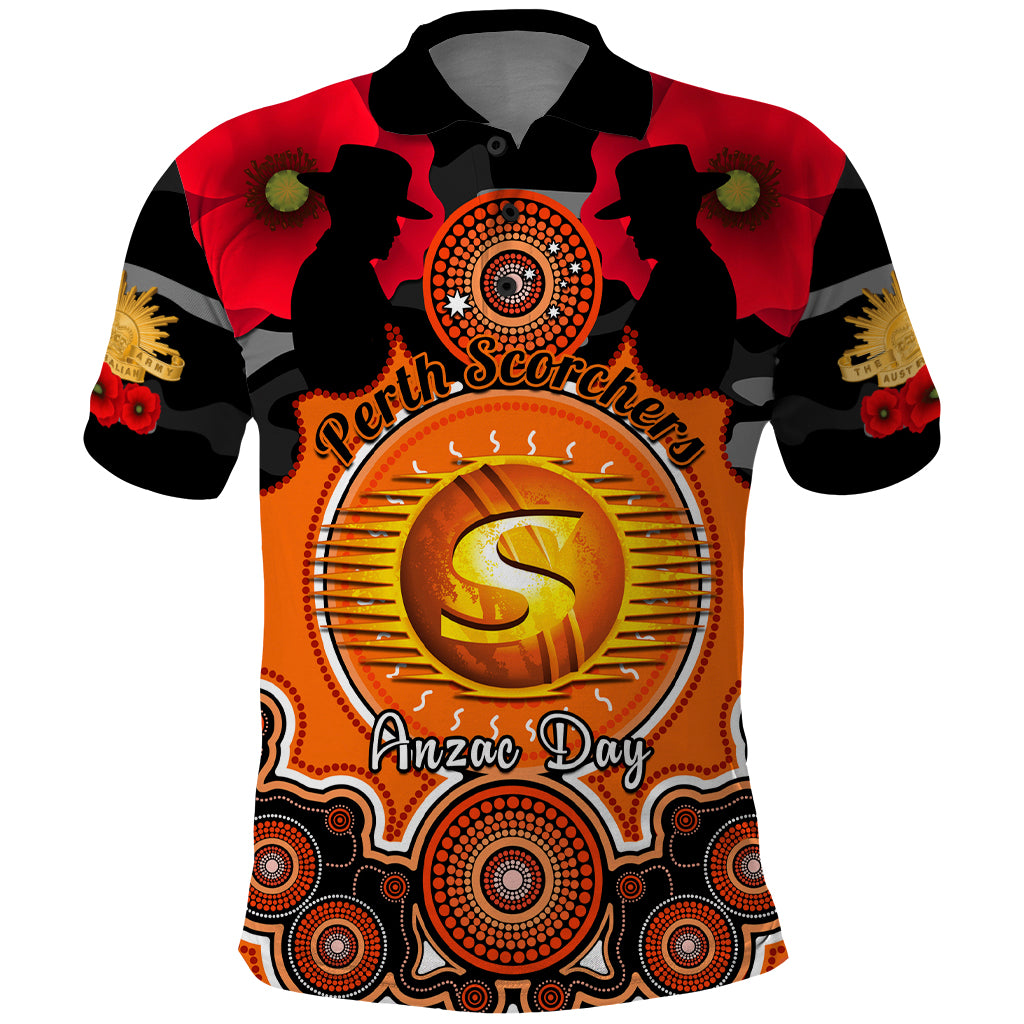 Perth Scorchers ANZAC 2024 Polo Shirt Lest We Forget Poppy Mix Camouflage - Vibe Hoodie Shop