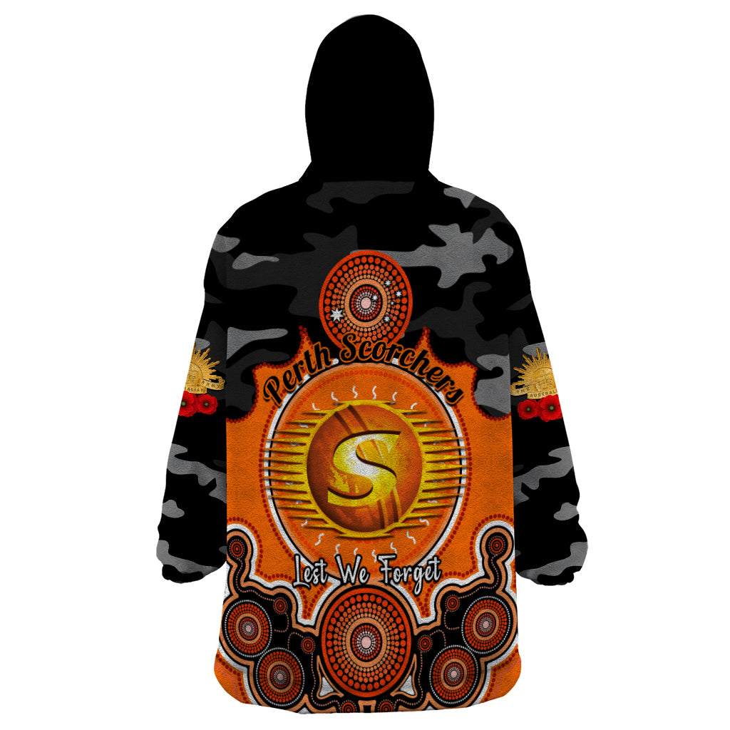 Perth Scorchers ANZAC 2024 Wearable Blanket Hoodie Lest We Forget Poppy Mix Camouflage - Vibe Hoodie Shop