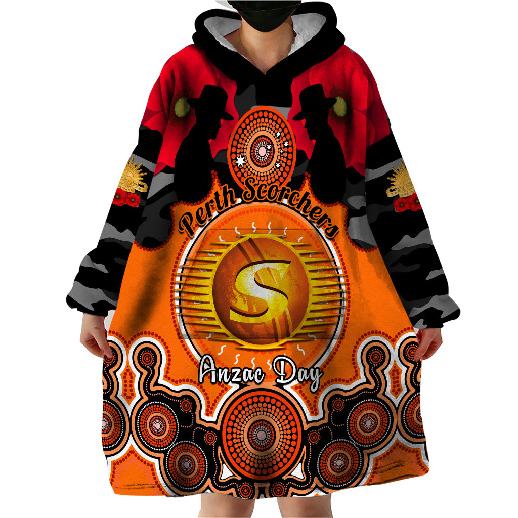 Perth Scorchers ANZAC 2024 Wearable Blanket Hoodie Lest We Forget Poppy Mix Camouflage - Vibe Hoodie Shop