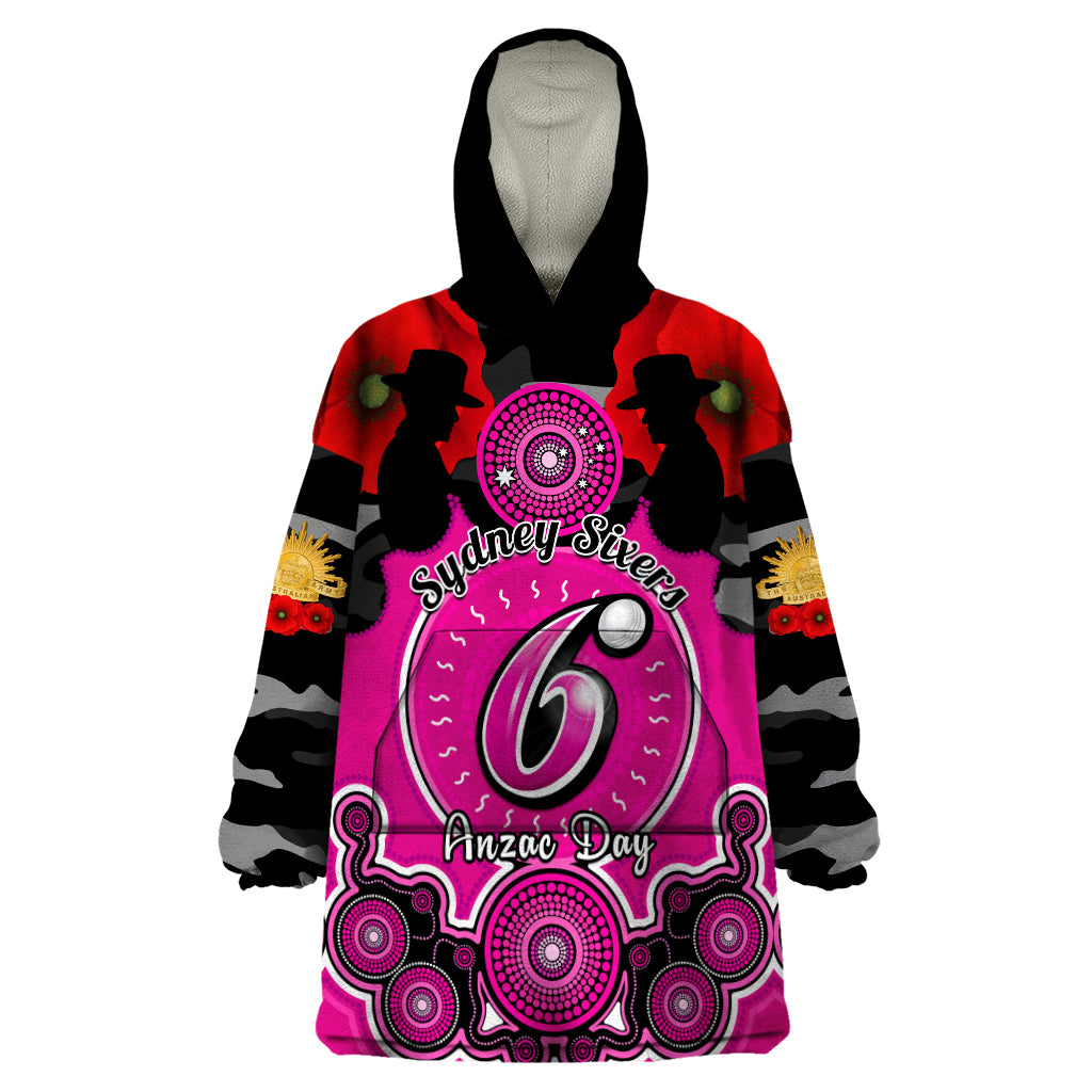 Sydney Sixers ANZAC 2024 Wearable Blanket Hoodie Lest We Forget Poppy Mix Camouflage - Vibe Hoodie Shop