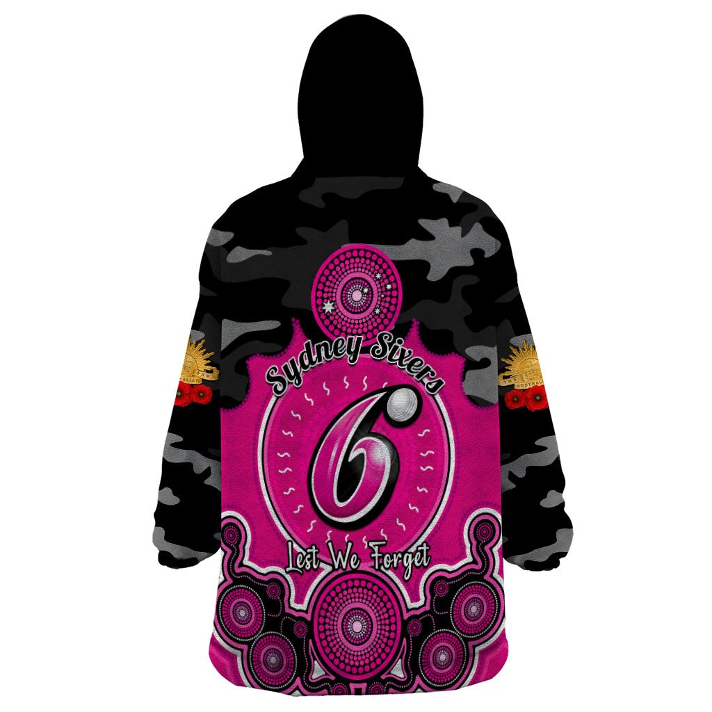 Sydney Sixers ANZAC 2024 Wearable Blanket Hoodie Lest We Forget Poppy Mix Camouflage - Vibe Hoodie Shop