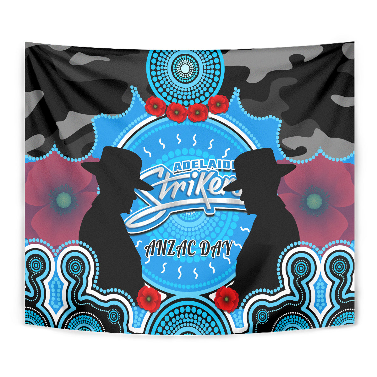 Adelaide Strikers ANZAC 2024 Tapestry Lest We Forget Poppy Mix Camouflage - Vibe Hoodie Shop