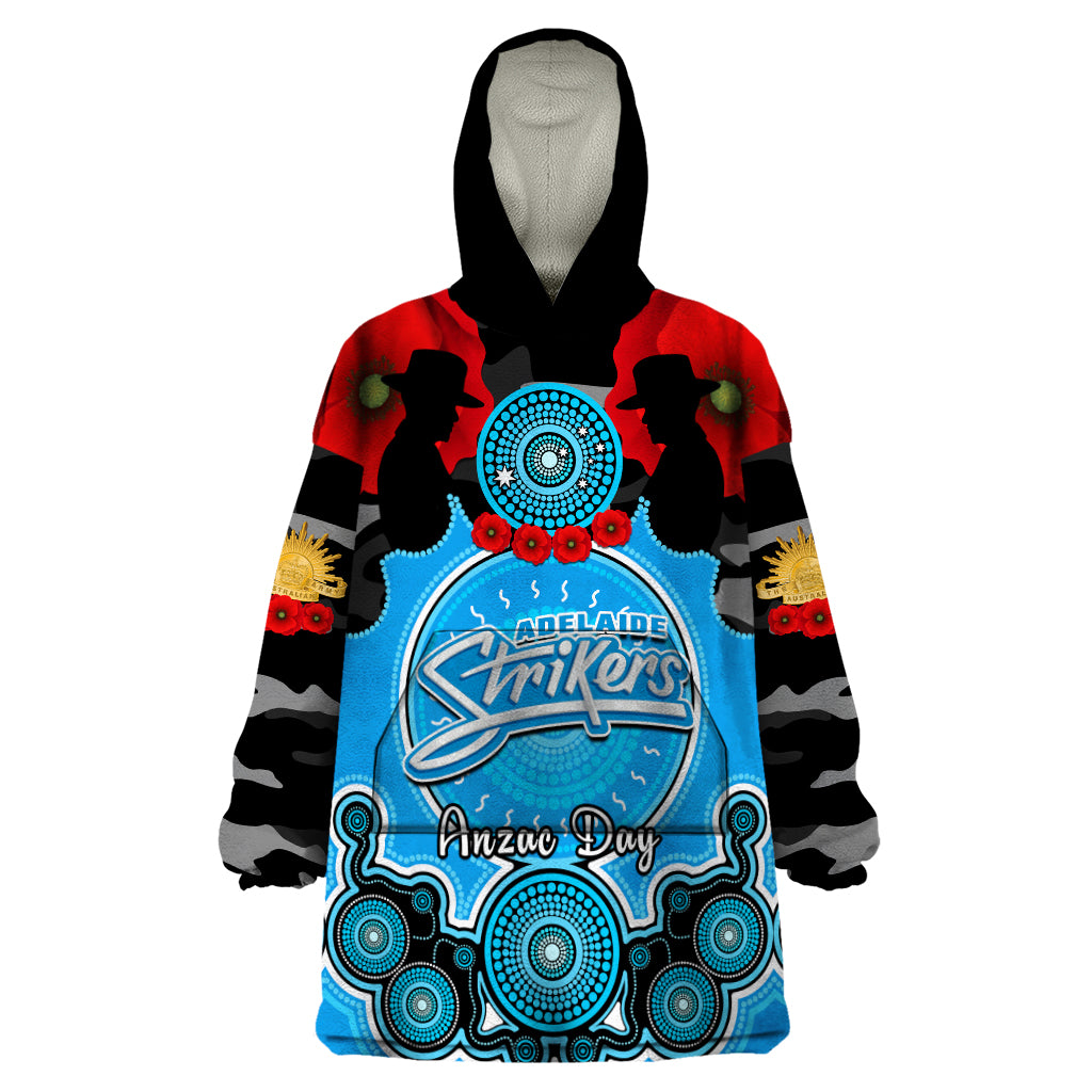 Adelaide Strikers ANZAC 2024 Wearable Blanket Hoodie Lest We Forget Poppy Mix Camouflage - Vibe Hoodie Shop