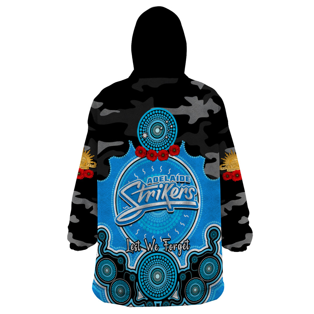 Adelaide Strikers ANZAC 2024 Wearable Blanket Hoodie Lest We Forget Poppy Mix Camouflage - Vibe Hoodie Shop