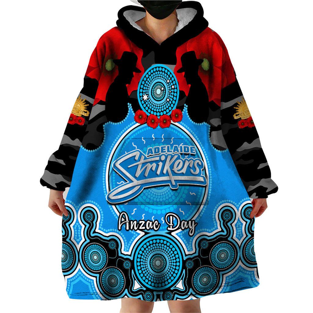 Adelaide Strikers ANZAC 2024 Wearable Blanket Hoodie Lest We Forget Poppy Mix Camouflage - Vibe Hoodie Shop