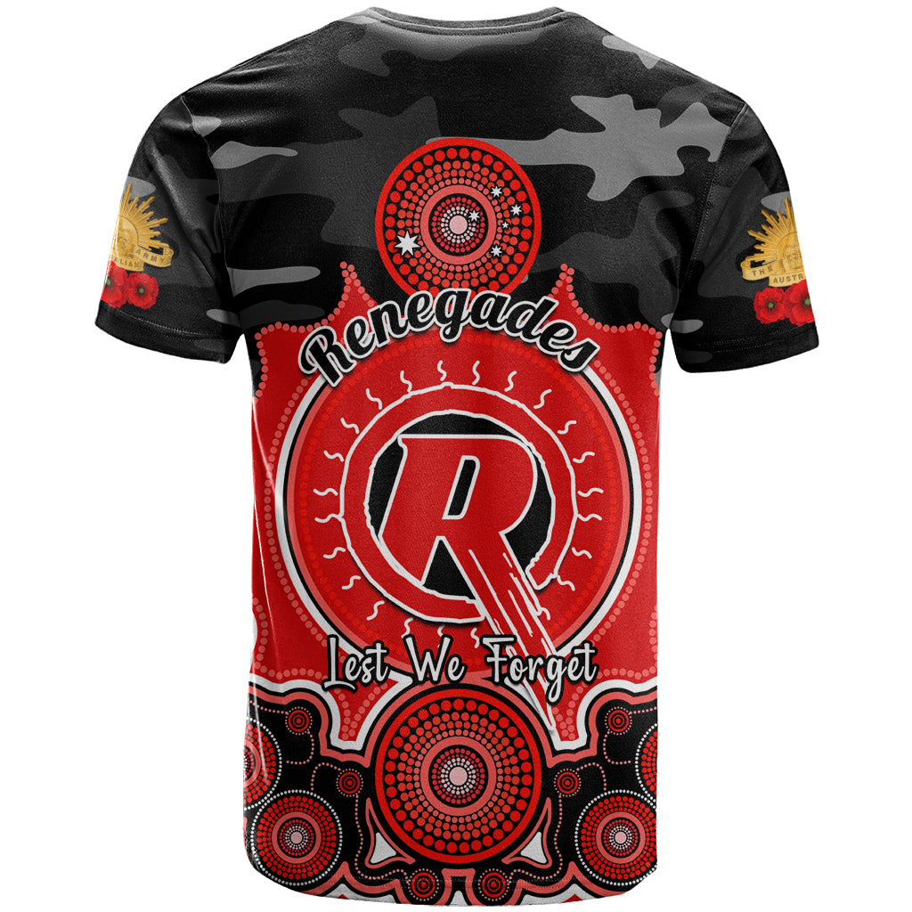 Melbourne Renegades ANZAC 2024 T Shirt Lest We Forget Poppy Mix Camouflage - Vibe Hoodie Shop