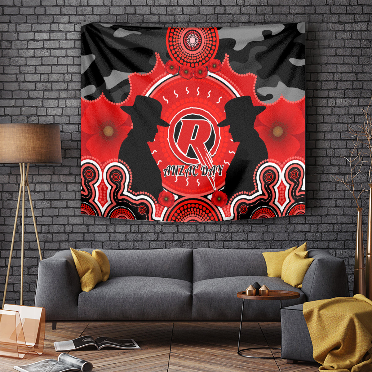 Melbourne Renegades ANZAC 2024 Tapestry Lest We Forget Poppy Mix Camouflage - Vibe Hoodie Shop