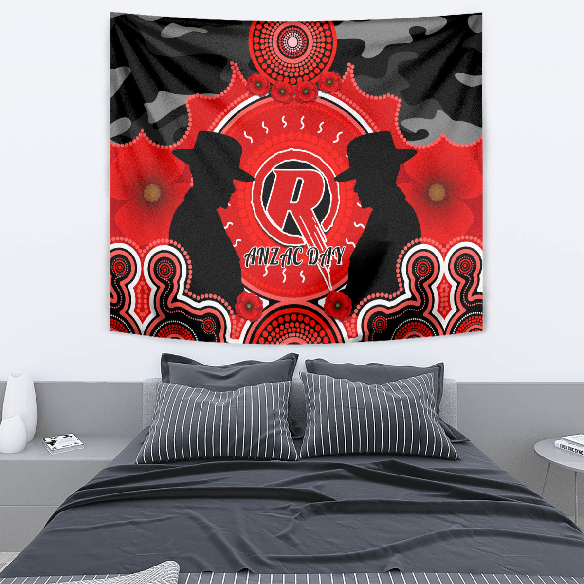 Melbourne Renegades ANZAC 2024 Tapestry Lest We Forget Poppy Mix Camouflage - Vibe Hoodie Shop