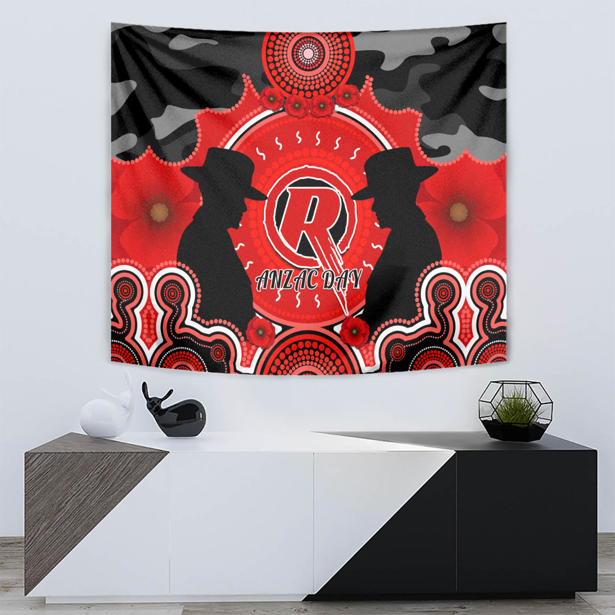 Melbourne Renegades ANZAC 2024 Tapestry Lest We Forget Poppy Mix Camouflage - Vibe Hoodie Shop