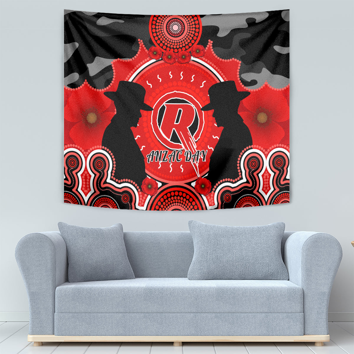 Melbourne Renegades ANZAC 2024 Tapestry Lest We Forget Poppy Mix Camouflage - Vibe Hoodie Shop