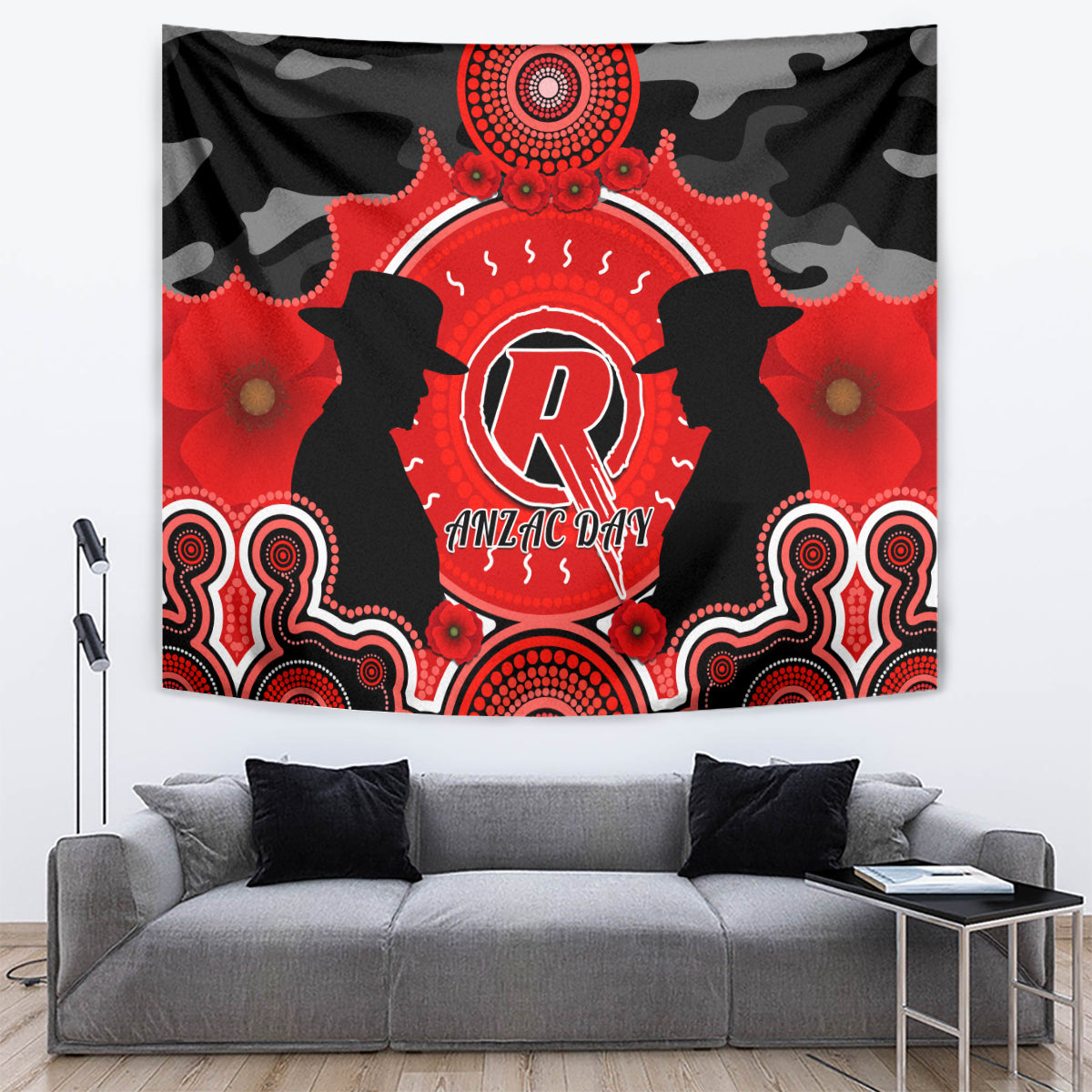 Melbourne Renegades ANZAC 2024 Tapestry Lest We Forget Poppy Mix Camouflage - Vibe Hoodie Shop