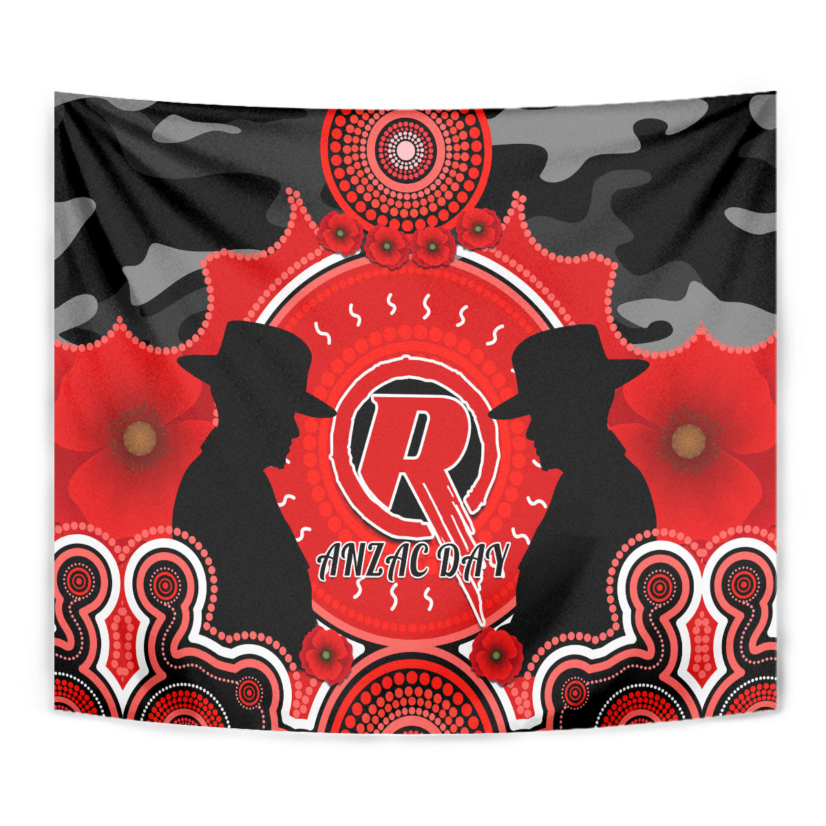 Melbourne Renegades ANZAC 2024 Tapestry Lest We Forget Poppy Mix Camouflage - Vibe Hoodie Shop