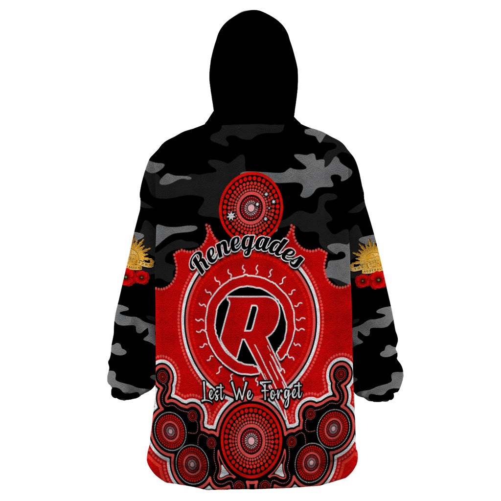 Melbourne Renegades ANZAC 2024 Wearable Blanket Hoodie Lest We Forget Poppy Mix Camouflage - Vibe Hoodie Shop