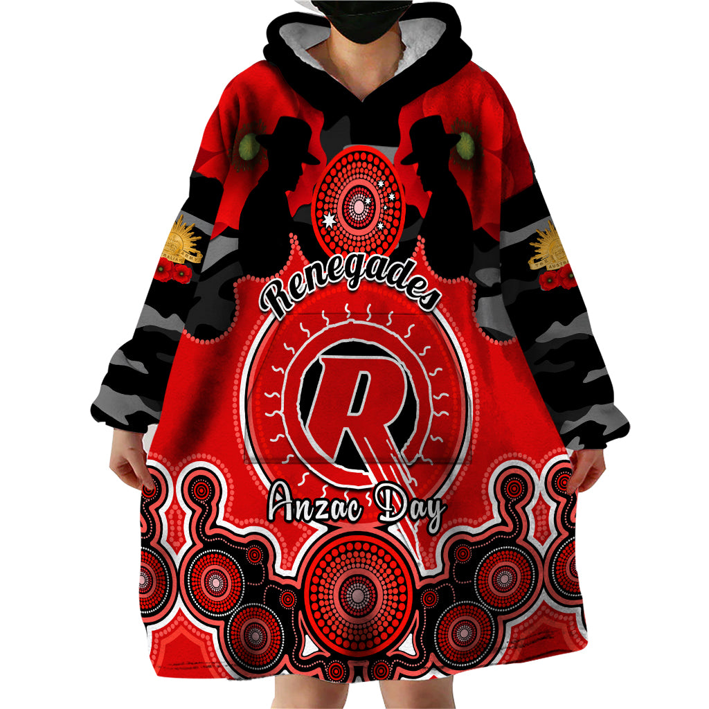 Melbourne Renegades ANZAC 2024 Wearable Blanket Hoodie Lest We Forget Poppy Mix Camouflage - Vibe Hoodie Shop