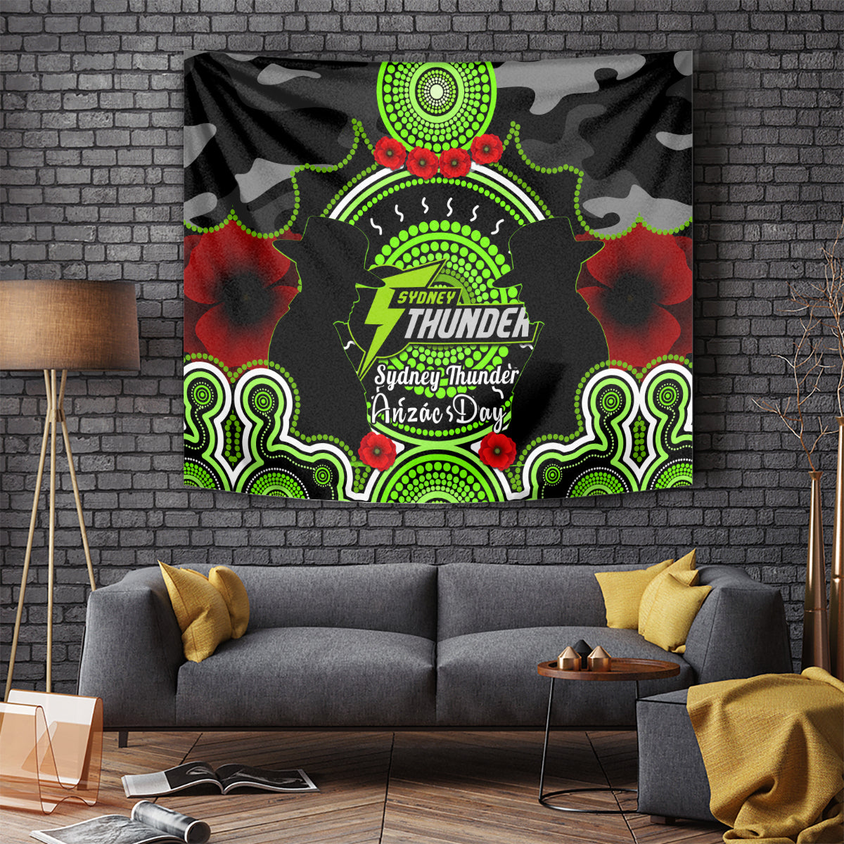 Sydney Thunder ANZAC 2024 Tapestry Lest We Forget Poppy Mix Camouflage - Vibe Hoodie Shop