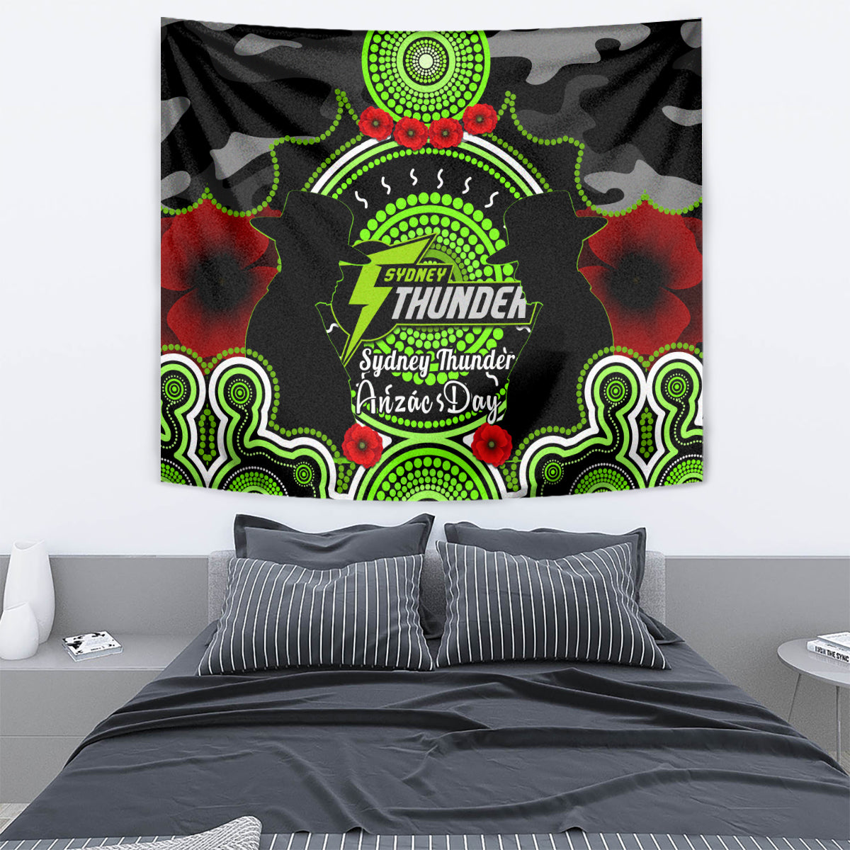 Sydney Thunder ANZAC 2024 Tapestry Lest We Forget Poppy Mix Camouflage - Vibe Hoodie Shop