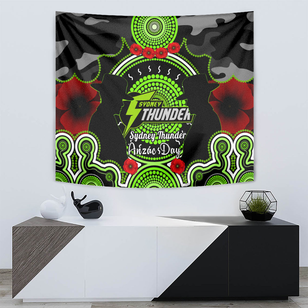 Sydney Thunder ANZAC 2024 Tapestry Lest We Forget Poppy Mix Camouflage - Vibe Hoodie Shop