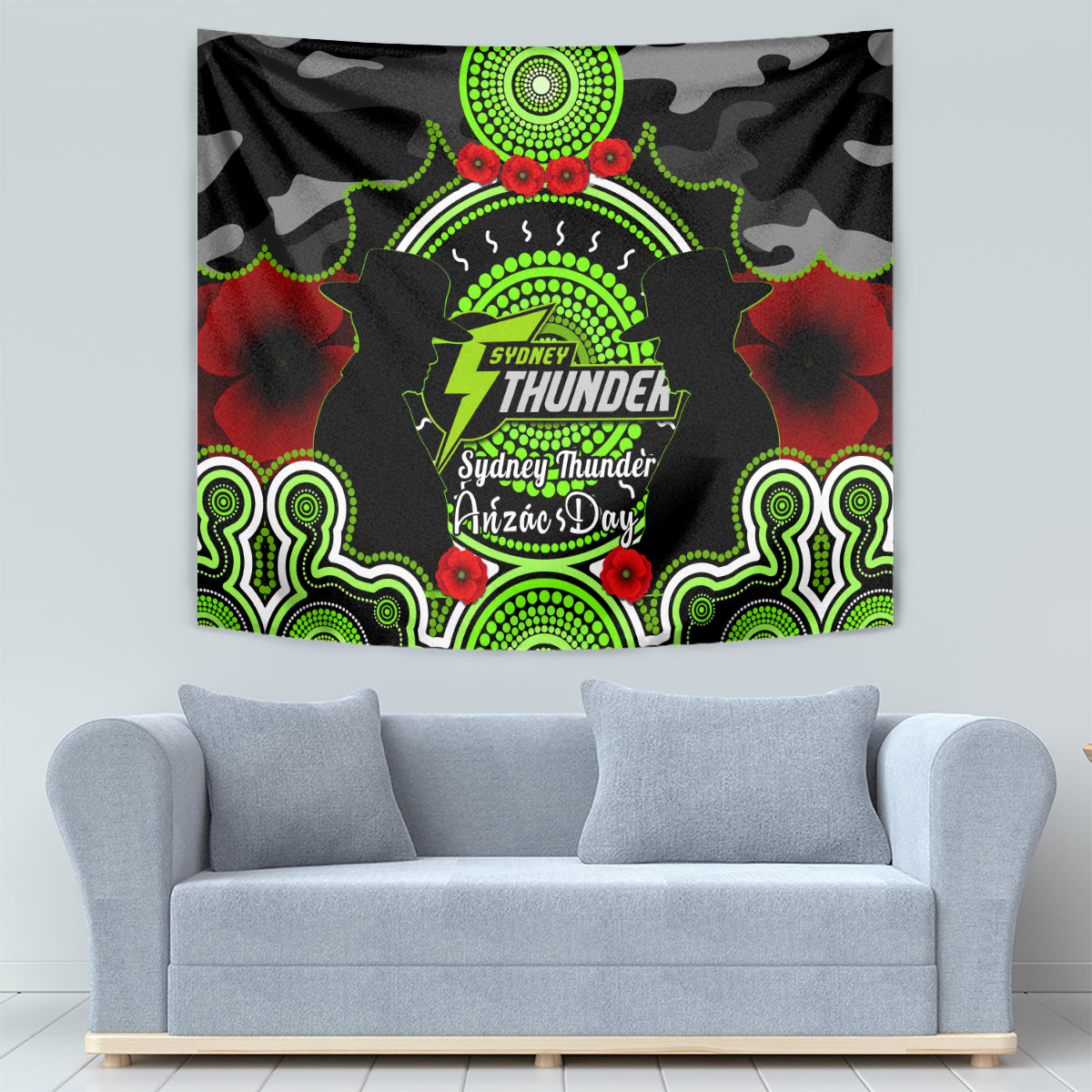 Sydney Thunder ANZAC 2024 Tapestry Lest We Forget Poppy Mix Camouflage - Vibe Hoodie Shop