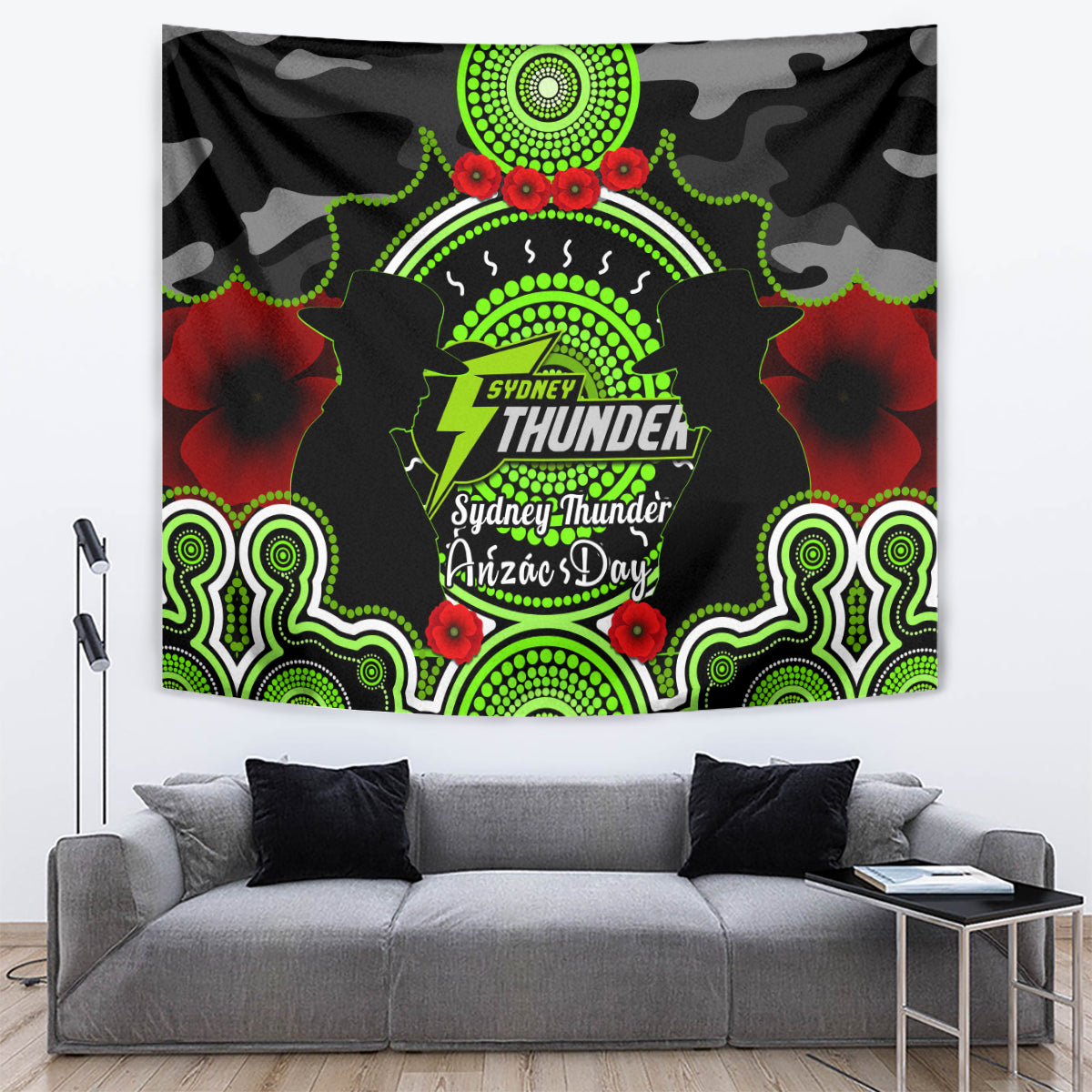 Sydney Thunder ANZAC 2024 Tapestry Lest We Forget Poppy Mix Camouflage - Vibe Hoodie Shop