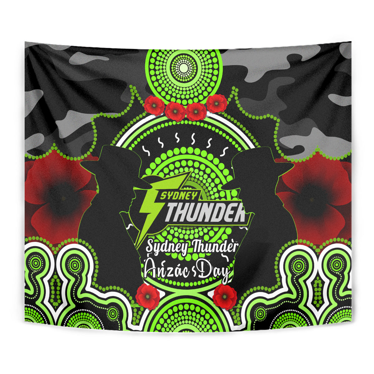 Sydney Thunder ANZAC 2024 Tapestry Lest We Forget Poppy Mix Camouflage - Vibe Hoodie Shop