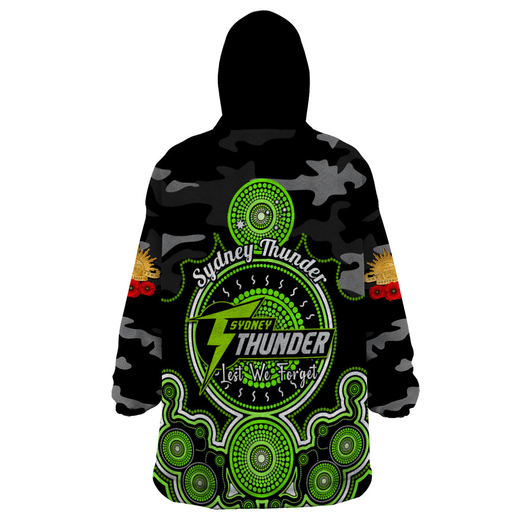 Sydney Thunder ANZAC 2024 Wearable Blanket Hoodie Lest We Forget Poppy Mix Camouflage - Vibe Hoodie Shop