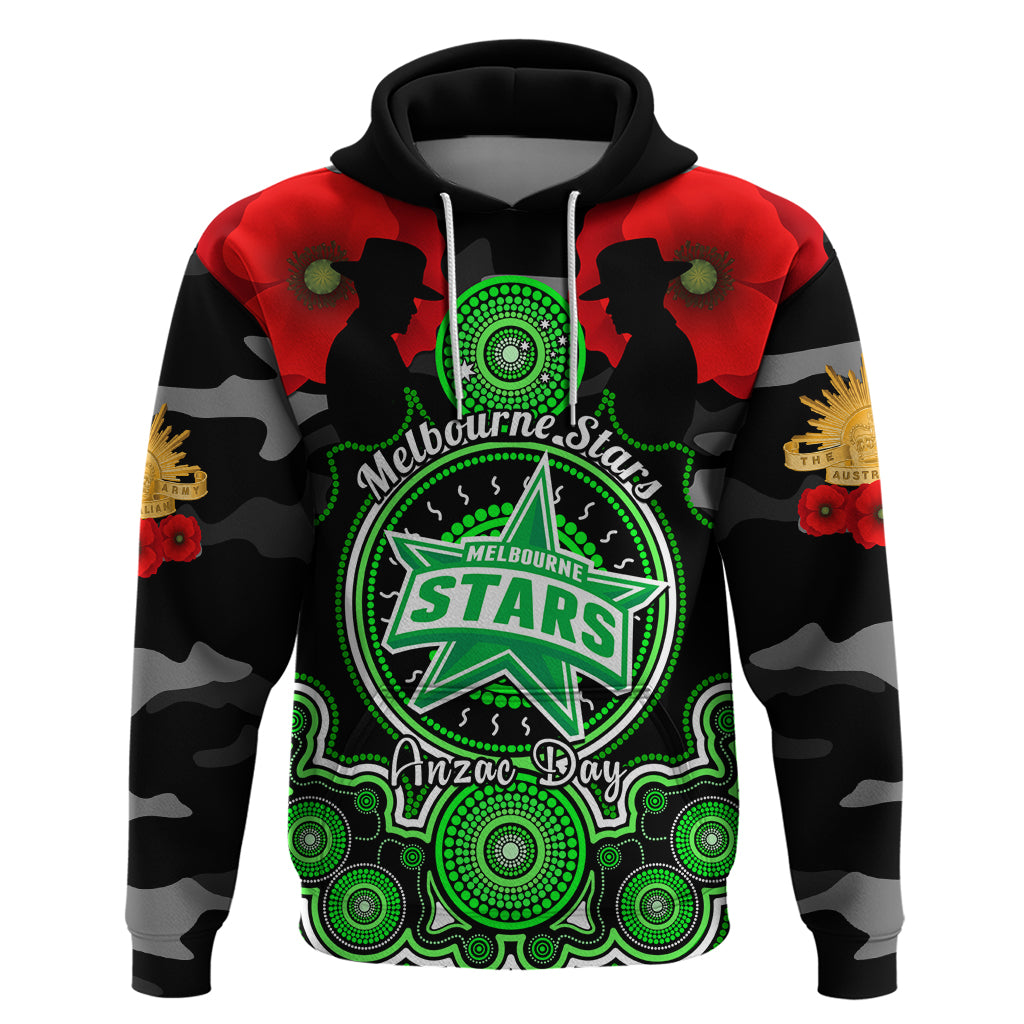 Melbourne Stars ANZAC 2024 Hoodie Lest We Forget Poppy Mix Camouflage - Vibe Hoodie Shop
