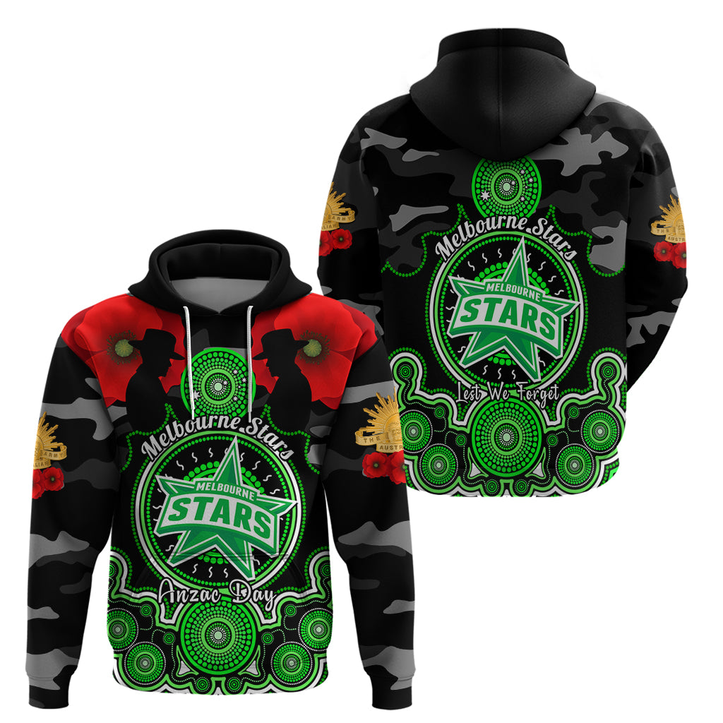 Melbourne Stars ANZAC 2024 Hoodie Lest We Forget Poppy Mix Camouflage - Vibe Hoodie Shop