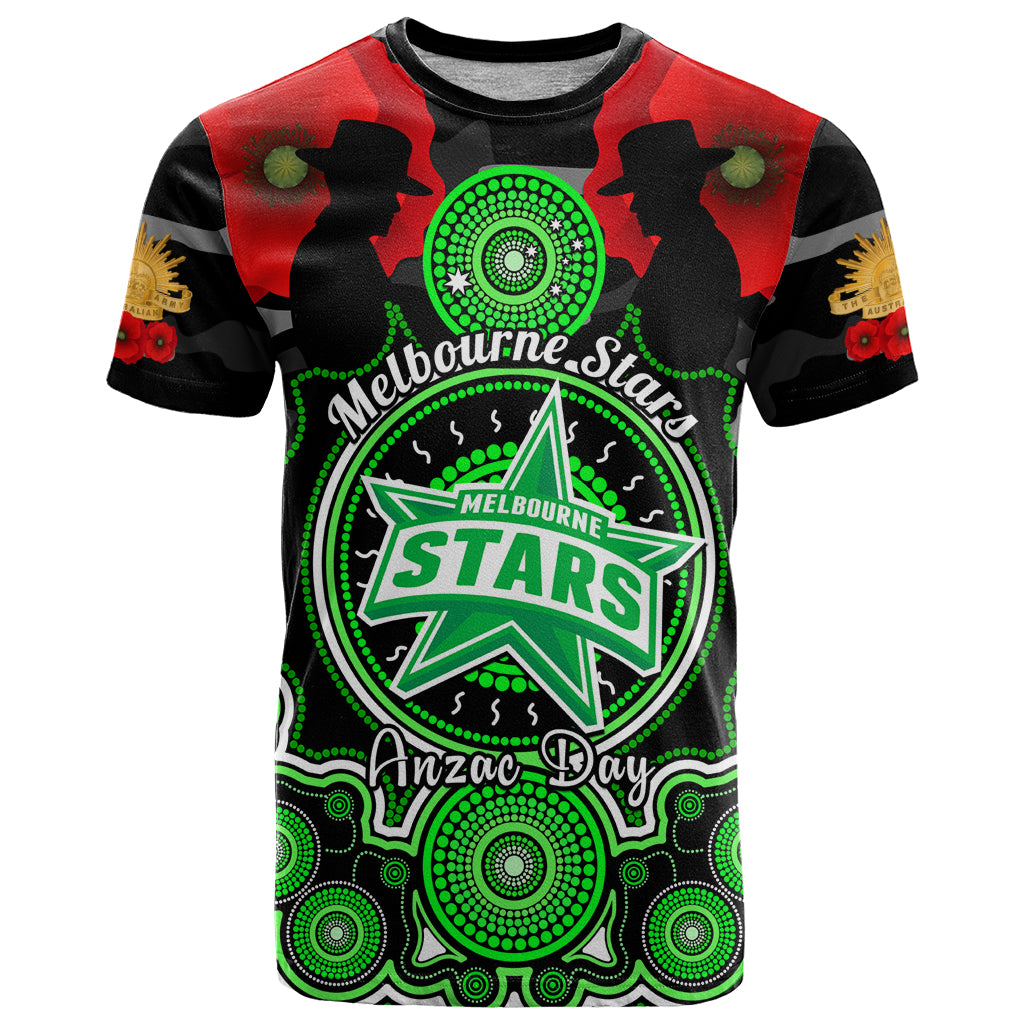 Melbourne Stars ANZAC 2024 T Shirt Lest We Forget Poppy Mix Camouflage - Vibe Hoodie Shop