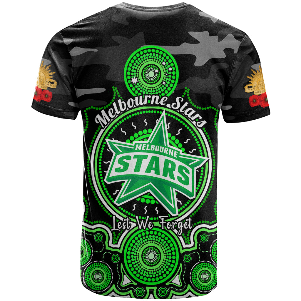 Melbourne Stars ANZAC 2024 T Shirt Lest We Forget Poppy Mix Camouflage - Vibe Hoodie Shop