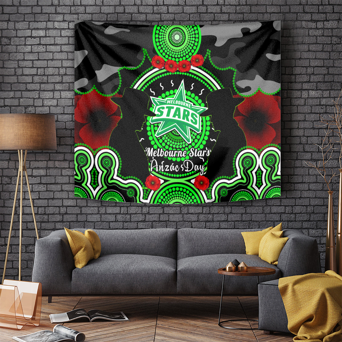 Melbourne Stars ANZAC 2024 Tapestry Lest We Forget Poppy Mix Camouflage - Vibe Hoodie Shop