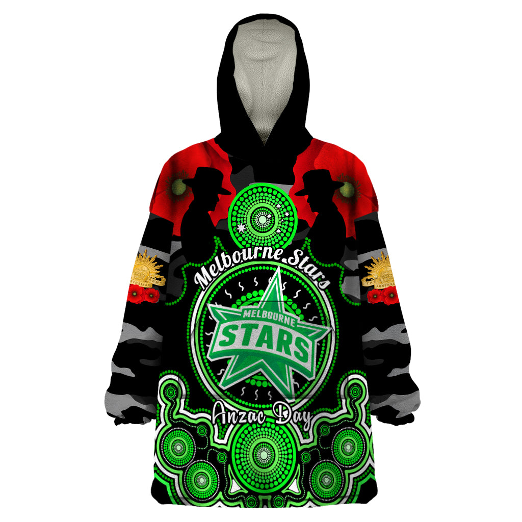 Melbourne Stars ANZAC 2024 Wearable Blanket Hoodie Lest We Forget Poppy Mix Camouflage - Vibe Hoodie Shop