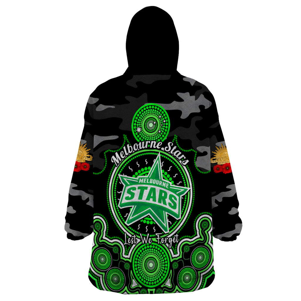 Melbourne Stars ANZAC 2024 Wearable Blanket Hoodie Lest We Forget Poppy Mix Camouflage - Vibe Hoodie Shop