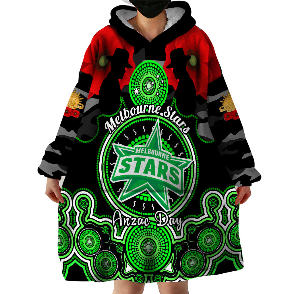 Melbourne Stars ANZAC 2024 Wearable Blanket Hoodie Lest We Forget Poppy Mix Camouflage - Vibe Hoodie Shop