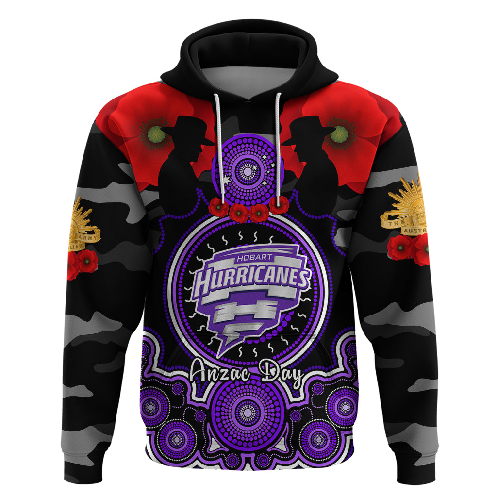 Hobart Hurricanes ANZAC 2024 Hoodie Lest We Forget Poppy Mix Camouflage - Vibe Hoodie Shop