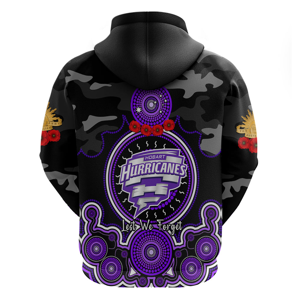 Hobart Hurricanes ANZAC 2024 Hoodie Lest We Forget Poppy Mix Camouflage - Vibe Hoodie Shop