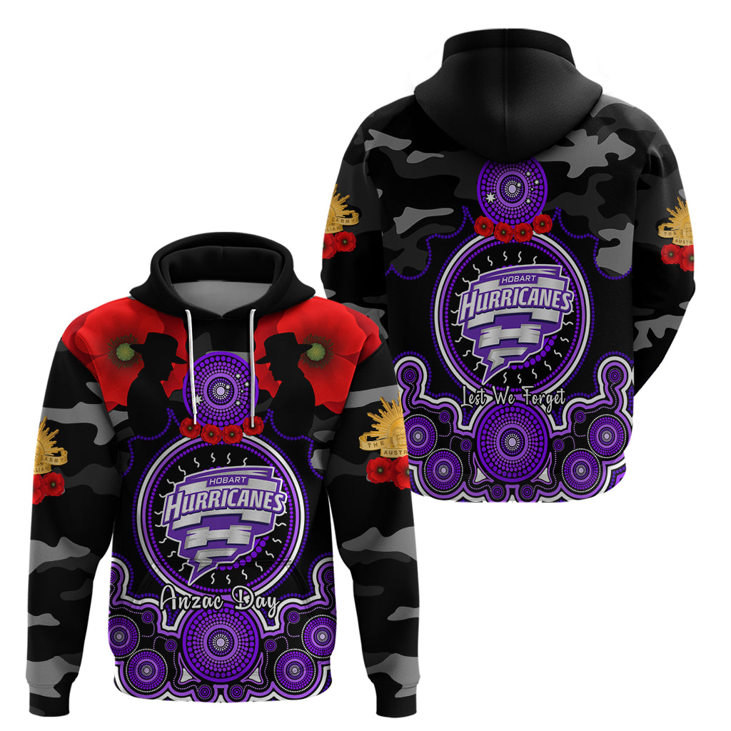 Hobart Hurricanes ANZAC 2024 Hoodie Lest We Forget Poppy Mix Camouflage - Vibe Hoodie Shop