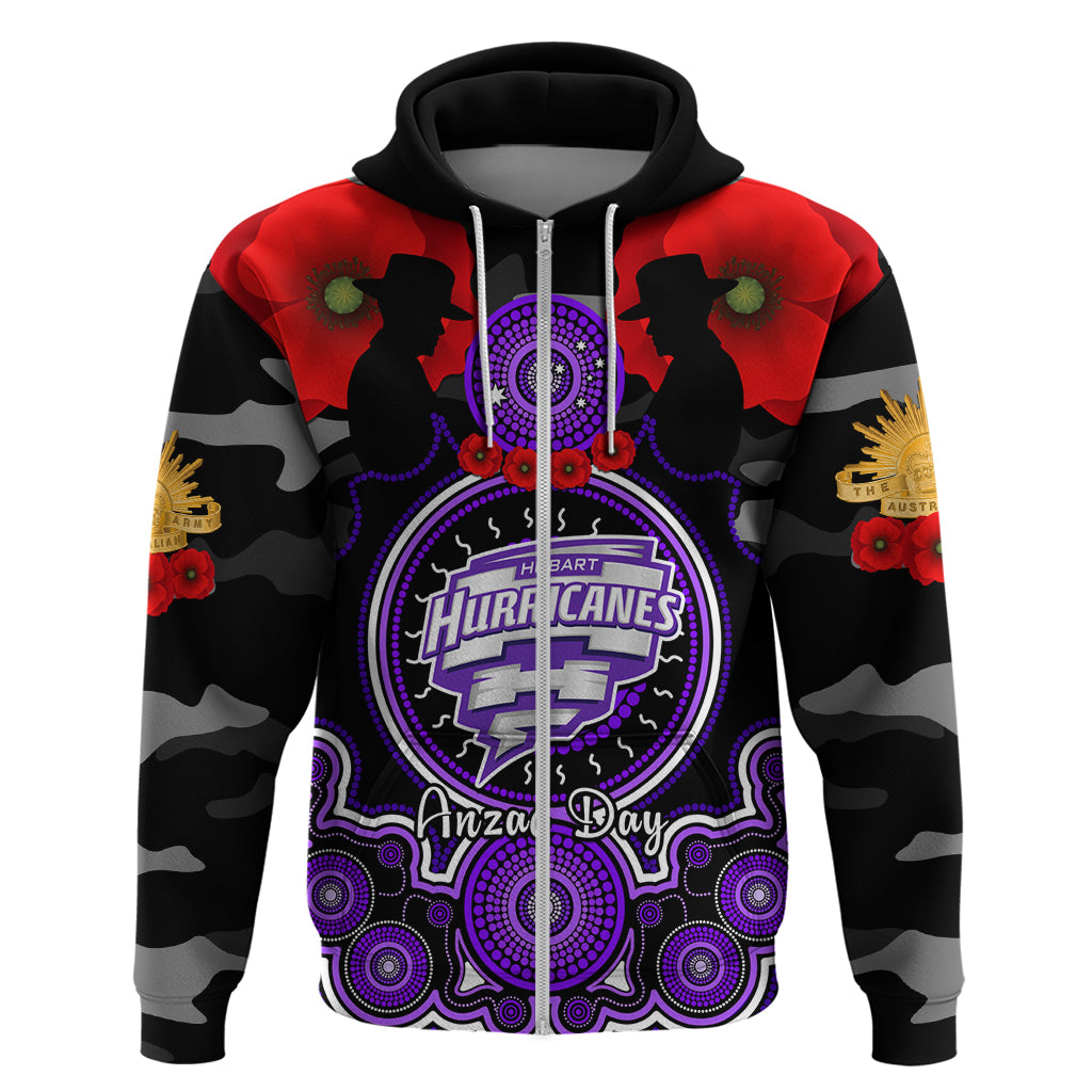 Hobart Hurricanes ANZAC 2024 Hoodie Lest We Forget Poppy Mix Camouflage - Vibe Hoodie Shop