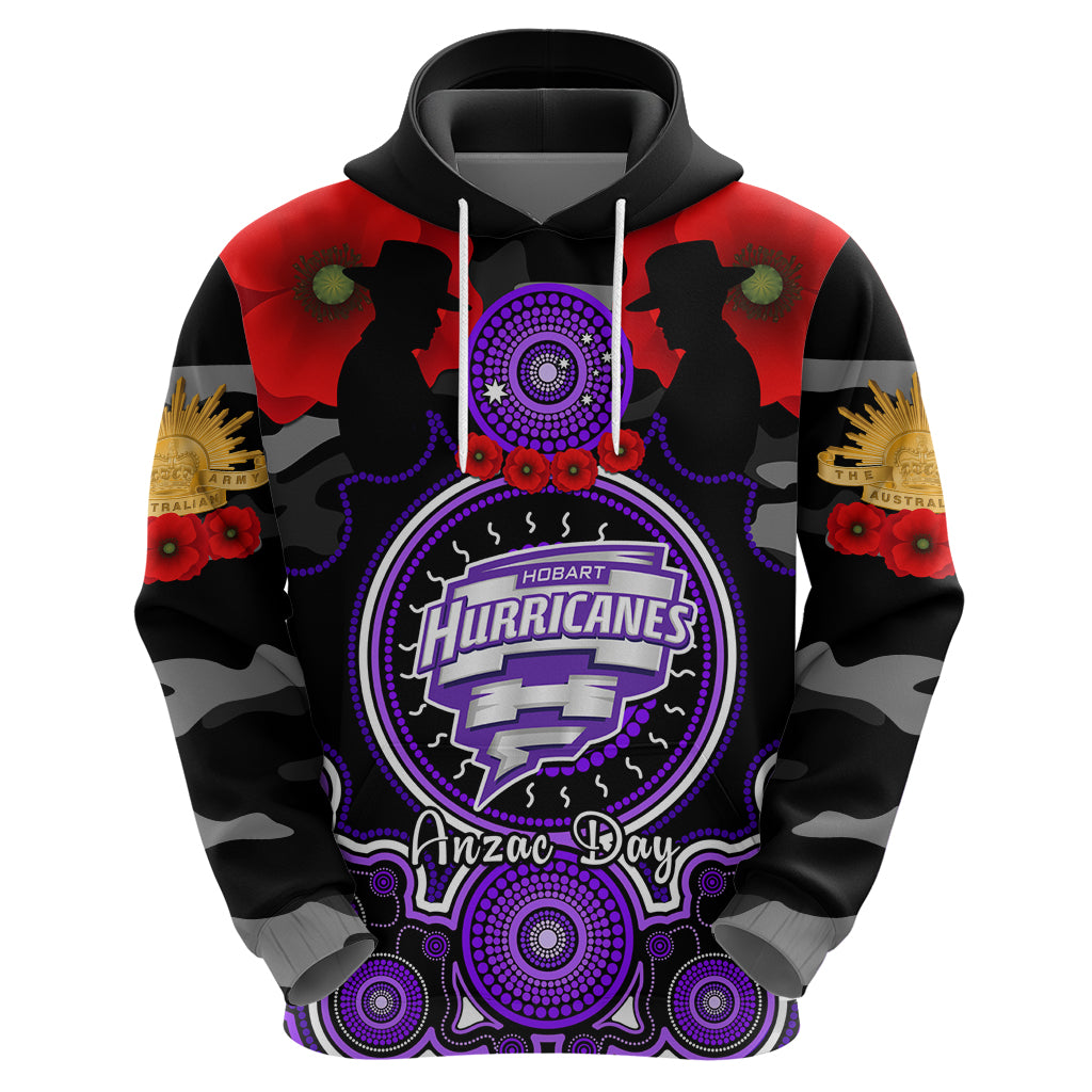 Hobart Hurricanes ANZAC 2024 Hoodie Lest We Forget Poppy Mix Camouflage - Vibe Hoodie Shop