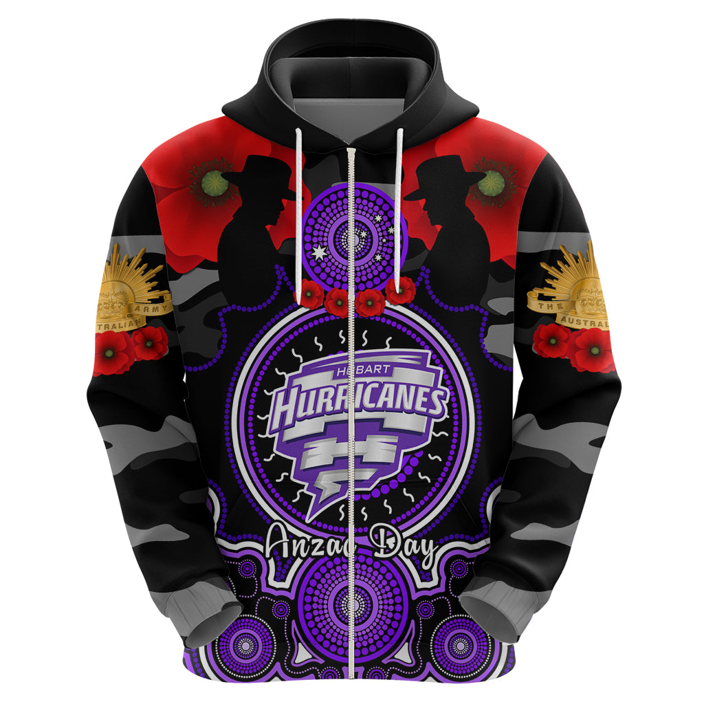 Hobart Hurricanes ANZAC 2024 Hoodie Lest We Forget Poppy Mix Camouflage - Vibe Hoodie Shop