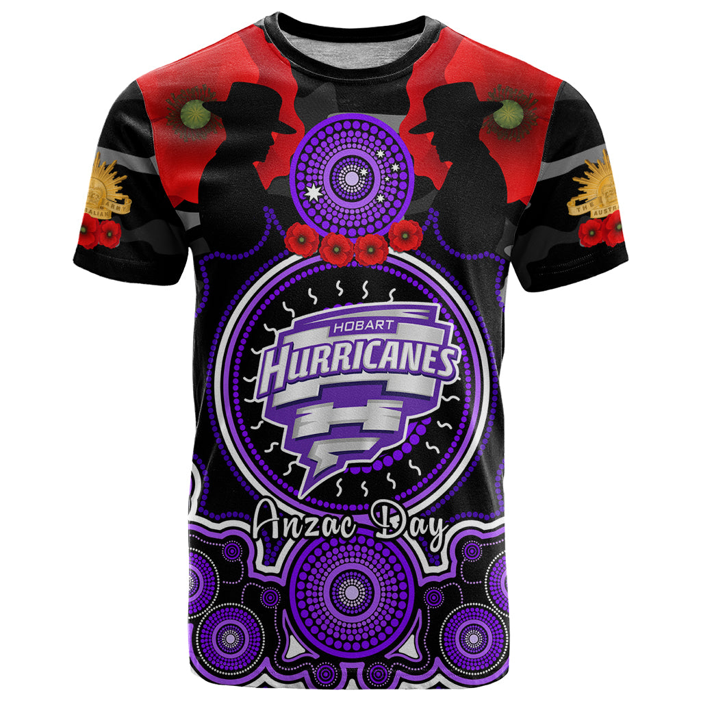 Hobart Hurricanes ANZAC 2024 T Shirt Lest We Forget Poppy Mix Camouflage - Vibe Hoodie Shop