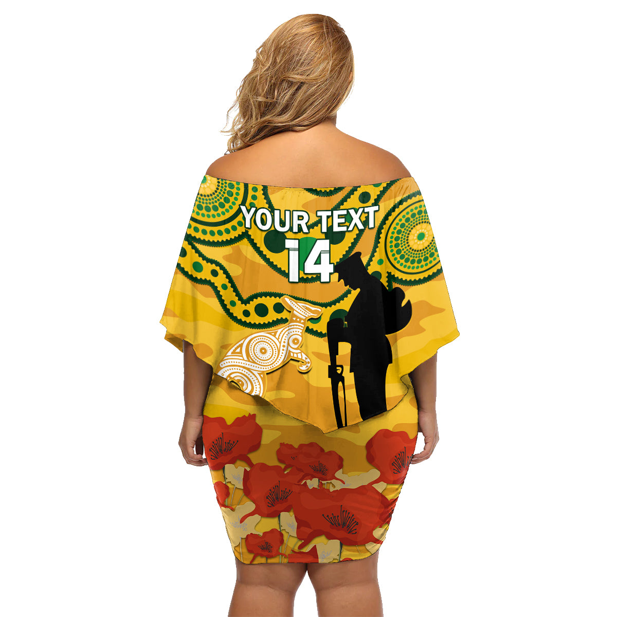 Custom Matildas ANZAC Day Family Matching Off Shoulder Short Dress and Hawaiian Shirt Lest We Forget Poppies Mix Camouflage Gold