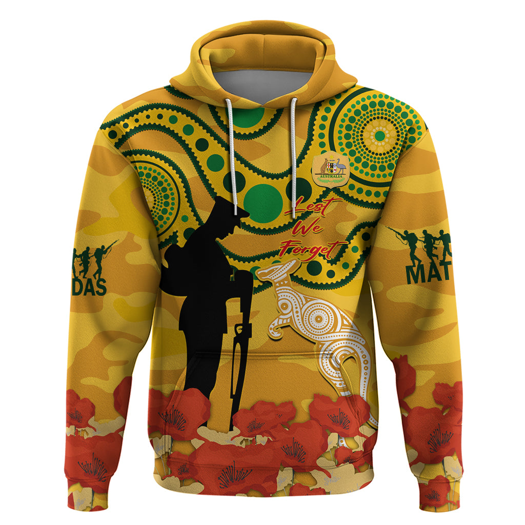 Custom Matildas ANZAC Day Hoodie Lest We Forget Poppies Mix Camouflage Gold - Vibe Hoodie Shop