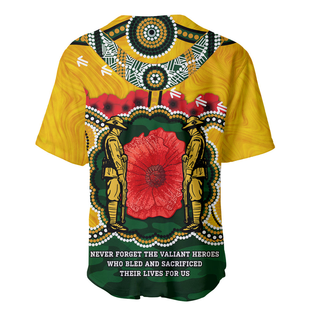 Matildas ANZAC Day 2024 Baseball Jersey Australian Army We Will Remember Them Aboriginal Art - Vibe Hoodie Shop