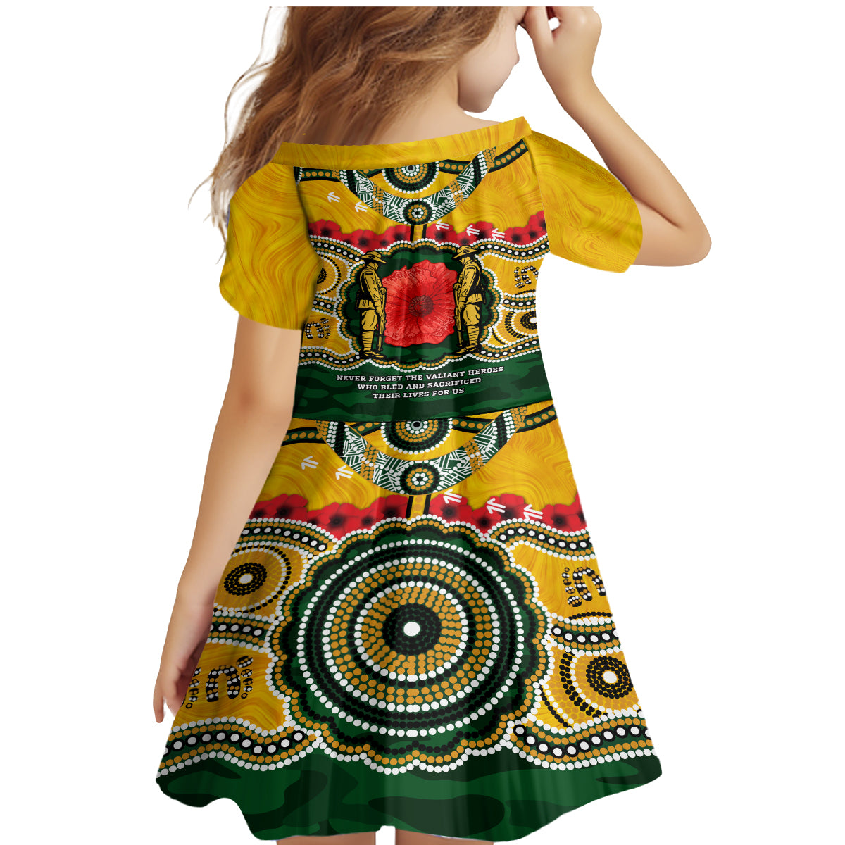 Matildas ANZAC Day 2024 Family Matching Mermaid Dress and Hawaiian Shirt Australian Army We Will Remember Them Aboriginal Art