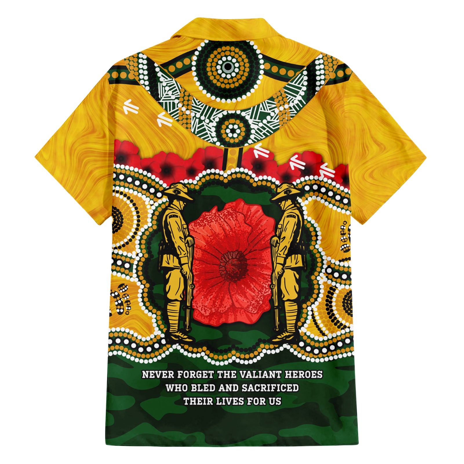 Matildas ANZAC Day 2024 Hawaiian Shirt Australian Army We Will Remember Them Aboriginal Art - Vibe Hoodie Shop