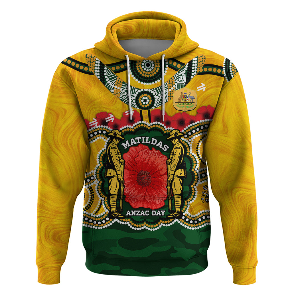 Matildas ANZAC Day 2024 Hoodie Australian Army We Will Remember Them Aboriginal Art - Vibe Hoodie Shop