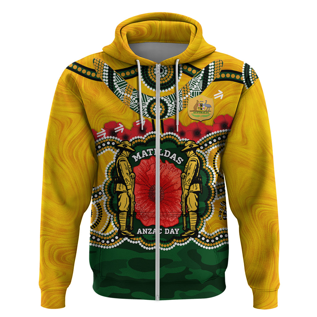 Matildas ANZAC Day 2024 Hoodie Australian Army We Will Remember Them Aboriginal Art - Vibe Hoodie Shop