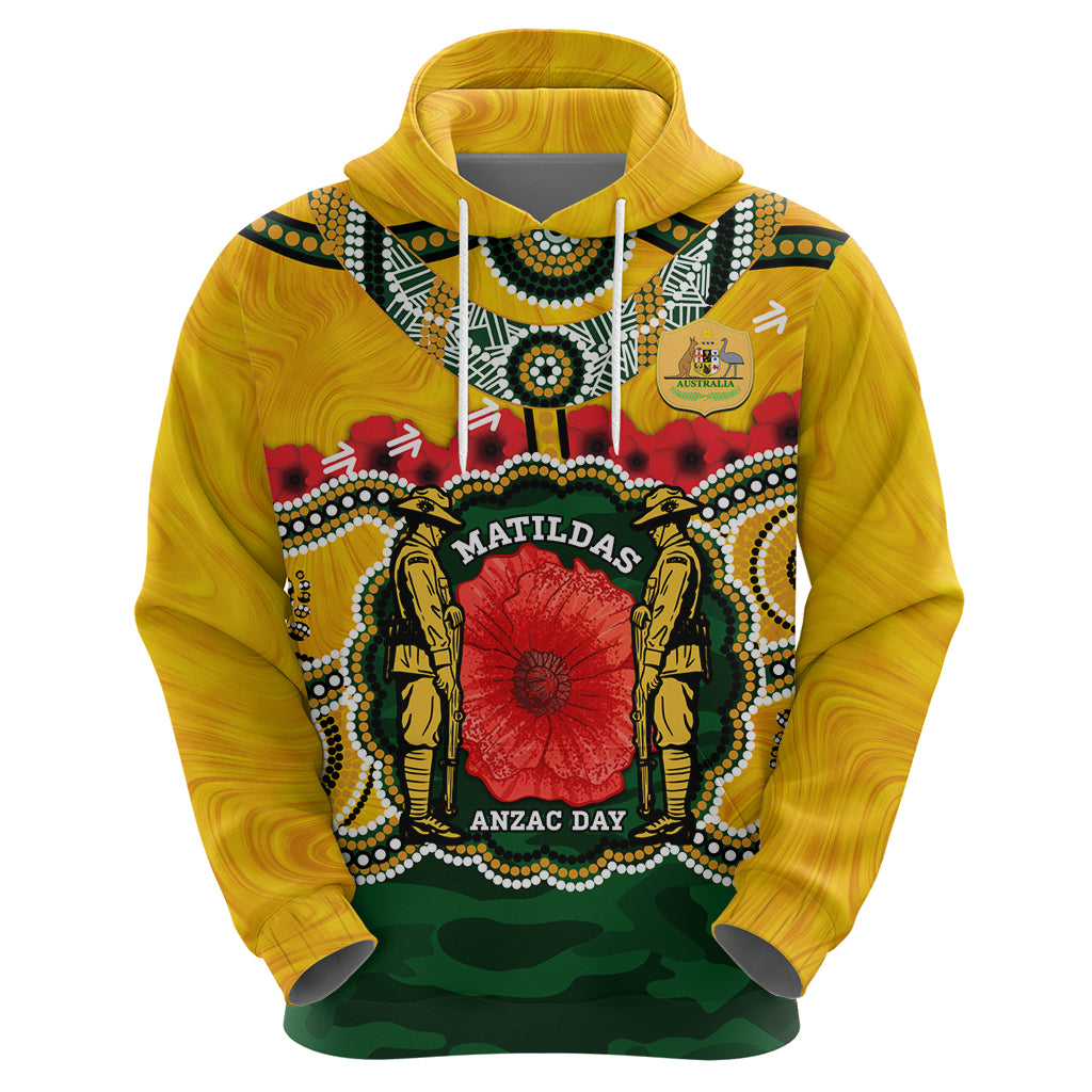 Matildas ANZAC Day 2024 Hoodie Australian Army We Will Remember Them Aboriginal Art - Vibe Hoodie Shop