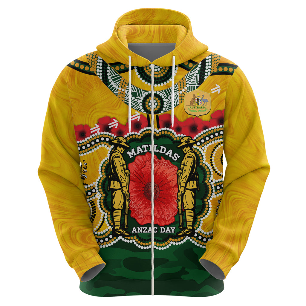 Matildas ANZAC Day 2024 Hoodie Australian Army We Will Remember Them Aboriginal Art - Vibe Hoodie Shop