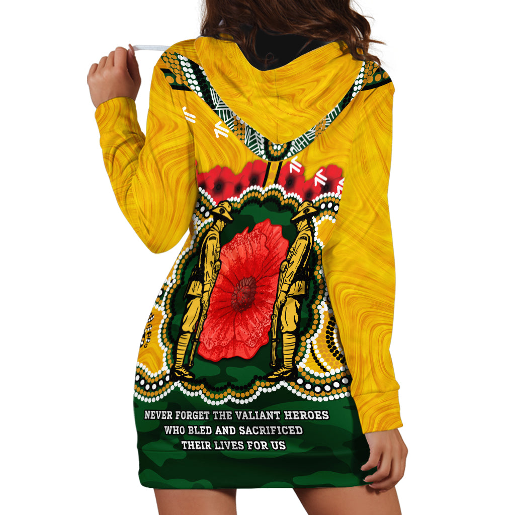 Matildas ANZAC Day 2024 Hoodie Dress Australian Army We Will Remember Them Aboriginal Art - Vibe Hoodie Shop